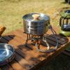Outdoor Hiking 304 Stainless Steel Pot with Folding Handle – Camping Portable Frying Pan & Soup Pot Cookware Set