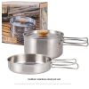 Outdoor Hiking 304 Stainless Steel Pot with Folding Handle – Camping Portable Frying Pan & Soup Pot Cookware Set