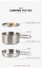 Outdoor Hiking 304 Stainless Steel Pot with Folding Handle – Camping Portable Frying Pan & Soup Pot Cookware Set