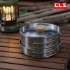 Outdoor Hiking 304 Stainless Steel Pot with Folding Handle – Camping Portable Frying Pan & Soup Pot Cookware Set