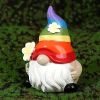 Garden Rainbow Gnome Resin Statue – Faceless Miniature Decor