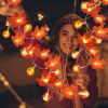 3 Pack Fall Garland with Pumpkin Lights & Enlarged Maple Fall String Lights Halloween Pumpkins Lights, 30Ft 60LED