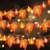 3 Pack Fall Garland with Pumpkin Lights & Enlarged Maple Fall String Lights Halloween Pumpkins Lights, 30Ft 60LED