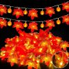 3 Pack Fall Garland with Pumpkin Lights & Enlarged Maple Fall String Lights Halloween Pumpkins Lights, 30Ft 60LED