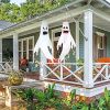 2pcs 47" Halloween Ghost Windsocks Decorations with LED Light – Outdoor Hanging Halloween Decor