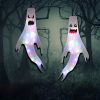2pcs 47" Halloween Ghost Windsocks Decorations with LED Light – Outdoor Hanging Halloween Decor