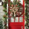 1pc Christmas Red Wagon Wheel Wreath – Vintage Xmas Door Decor