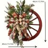 1pc Christmas Red Wagon Wheel Wreath – Vintage Xmas Door Decor