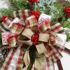 1pc Christmas Red Wagon Wheel Wreath – Vintage Xmas Door Decor