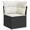 7-Piece Garden Sofa Set – Black PE Rattan with Large Adjustable Feet