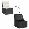7-Piece Garden Sofa Set – Black PE Rattan with Large Adjustable Feet