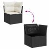 7-Piece Garden Sofa Set – Black PE Rattan with Large Adjustable Feet
