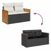 7-Piece Garden Sofa Set – Black PE Rattan with Large Adjustable Feet