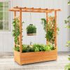 Raised Wooden Garden Bed with Trellis and Hanging Roof