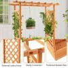Raised Wooden Garden Bed with Trellis and Hanging Roof