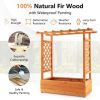Raised Wooden Garden Bed with Trellis and Hanging Roof