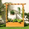 Raised Wooden Garden Bed with Trellis and Hanging Roof