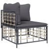 4 Piece Patio Lounge Set with Cushions – Anthracite Poly Rattan