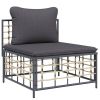 4 Piece Patio Lounge Set with Cushions – Anthracite Poly Rattan