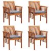 Patio Dining Chairs with Cushions 4 pcs – Solid Acacia Wood