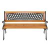 49" Garden Bench Patio Chair – Hardwood & Cast Iron Love Seat with Weave Back