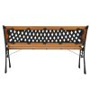 49" Garden Bench Patio Chair – Hardwood & Cast Iron Love Seat with Weave Back