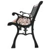 49" Garden Bench Patio Chair – Hardwood & Cast Iron Love Seat with Weave Back