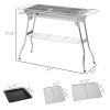 Outsunny Portable Stainless Steel Charcoal Grill with Folding Design