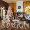 3-Piece Lighted Reindeer Family Christmas Decoration – Indoor & Outdoor 2D Deer with Warm Yellow LED Lights