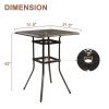 Patio Bar Height Cast Aluminum Bistro Table with Umbrella Hole – Square Outdoor Table