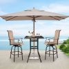 Patio Bar Height Cast Aluminum Bistro Table with Umbrella Hole – Square Outdoor Table