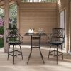 Patio Bar Height Cast Aluminum Bistro Table with Umbrella Hole – Square Outdoor Table