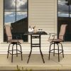 Patio Bar Height Cast Aluminum Bistro Table with Umbrella Hole – Square Outdoor Table