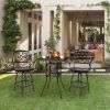 Patio Bar Height Cast Aluminum Bistro Table with Umbrella Hole – Square Outdoor Table