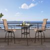 Patio Bar Height Cast Aluminum Bistro Table with Umbrella Hole – Square Outdoor Table