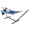 Hammock Chair Stand Set Cotton Swing with Pillow & Cup Holder