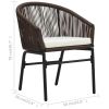 3 Piece Bistro Set with Cushions, PE Rattan Brown
