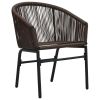 3 Piece Bistro Set with Cushions, PE Rattan Brown
