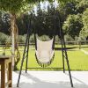 Wrought Iron Four-Leg Hanging Chair Stand – 200kg Capacity, Black