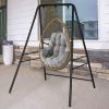Wrought Iron Four-Leg Hanging Chair Stand – 200kg Capacity, Black