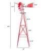 8FT Weather-Resistant Red Garden Windmill
