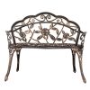 38.5" Cast Aluminum Outdoor Rose Garden Bench Chair