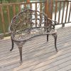 38.5" Cast Aluminum Outdoor Rose Garden Bench Chair