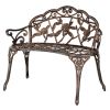 38.5" Cast Aluminum Outdoor Rose Garden Bench Chair