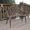 38.5" Cast Aluminum Outdoor Rose Garden Bench Chair