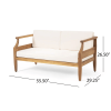 Aston 4-Seat Mid-Century Modern Acacia Outdoor Chat Set – Teak Finish with Cream Cushions