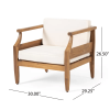 Aston 4-Seat Mid-Century Modern Acacia Outdoor Chat Set – Teak Finish with Cream Cushions