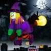 3.9 FT Halloween Inflatable Witch Riding Broom Broke Out from Window Outdoor Decorations, Scary Blow up Decor
