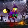 3.9 FT Halloween Inflatable Witch Riding Broom Broke Out from Window Outdoor Decorations, Scary Blow up Decor