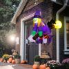 3.9 FT Halloween Inflatable Witch Riding Broom Broke Out from Window Outdoor Decorations, Scary Blow up Decor